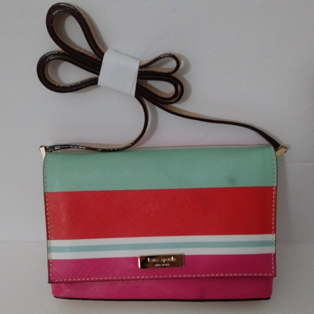 Kate Spade Womens Mini Cross-body Pink Stripes Bag
